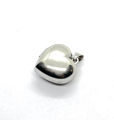 Kleines aufgeblähtes Herz-Anhänger Medaillon 9 kt Weißgold