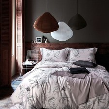 Mildly 100 Long-Staple Cotton Duvet Cover Set Light Pink Elegant Floral Pattern