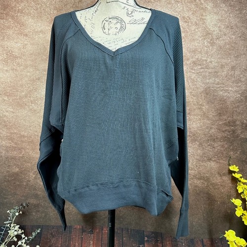 Free People Santa Clara Haut côtelé oversize noir anthracite S - Photo 6/16