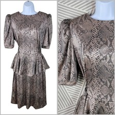 Vintage 80s Shirt Dress Medium Large Midi Grunge Secretary Alt Snake Print