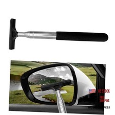 Car Rearview Mirror Wiper - Portable Side Mirror Squeegee Water Cleaner - Black
