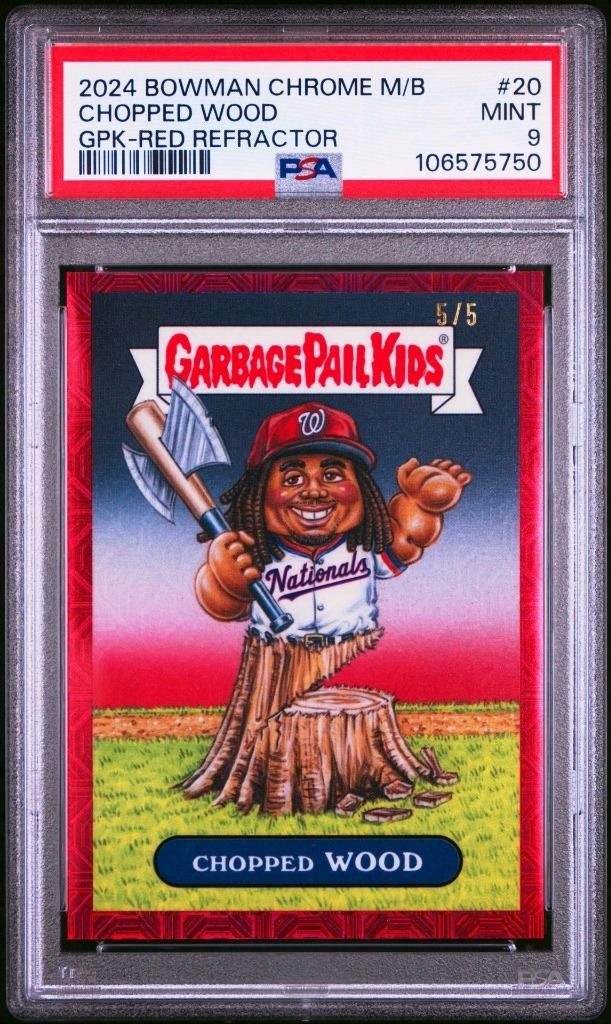 2024 Topps Bowman Chrome Mega Box Bowman GPK Red Refractor #20 Chopped Wood front