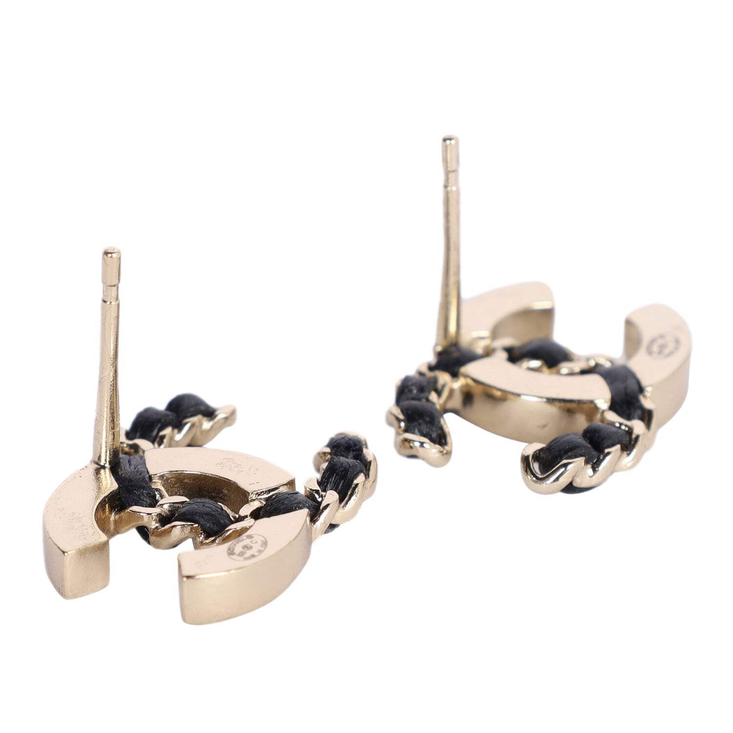 Leather Interlocking CC Stud Earrings - image 6