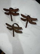 DragonFly Napkin Rings Holders Set of 3 Cast Metal Rustic Home 2.5"X 3.5" #5