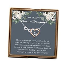 OKEYCH Bonus Daughter Gift From Step Mom Dad, To My Stepdaughter Necklace