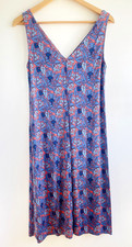 $395 Tory Burch Sandy Sea Coral Artemis 100% Silk Sleeveless Shift Dress S Blue