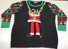 33 Degrees Christmas Sweater 3x Pullover Ugly Santa Legs Gingerbread Man Bells
