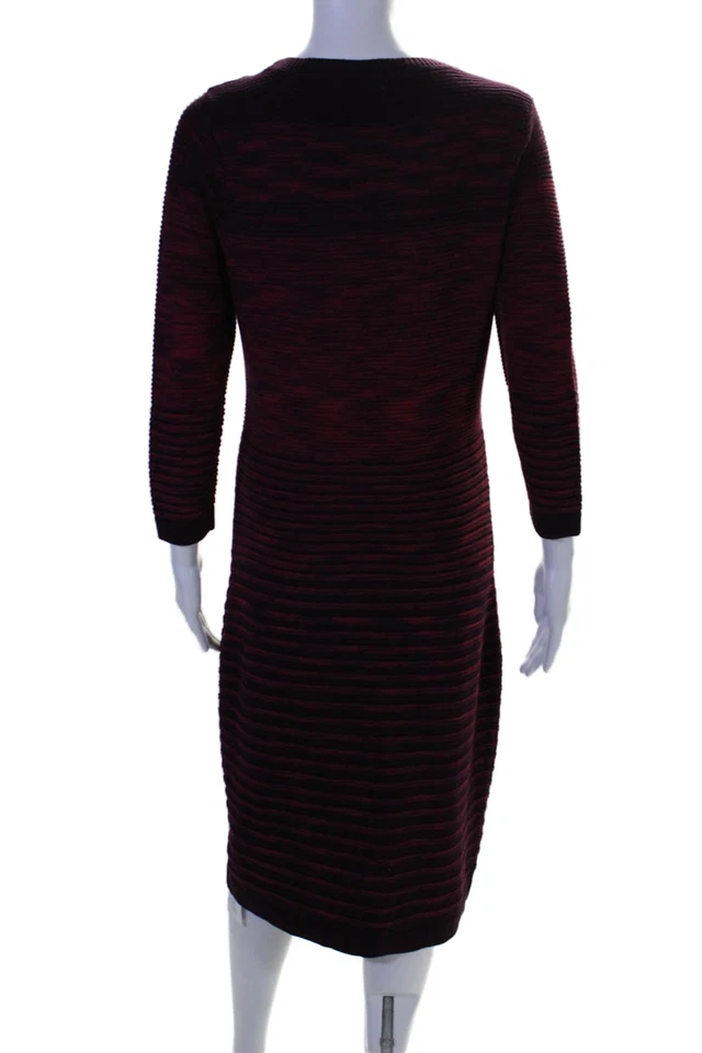 Vestido suéter midi ajustado manga 3/4 de Calvin Klein para mujer borgoña talla 6 Foto 3 de 4