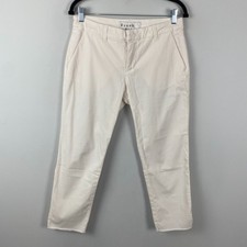 Frank  Eileen Wicklow Italian Chino Pants Womens Size 6 Ivory Crop Raw Hem