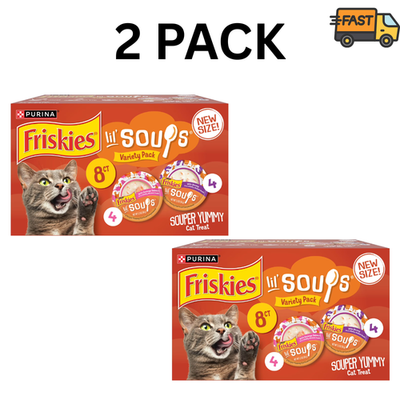 #ad Purina Friskies Lil#x27; Soups Wet Cat Treats Variety Pack 9.6 oz Pack of 2 $14.40