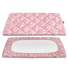 Pack N Play Mattress Pad Cover Mini Crib/Playpen Pad Fit Graco 39"x27" Pink Girl
