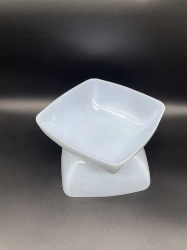 2 Fire King Azurite Blue Charm Glass Bowl Square 7 1/2” x 2 1/2” VTG