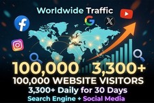 100,000 Website Traffic - 3,300+ Daily USA & Worldwide Visitors - 30 Days