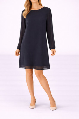 RIANI Blusenkleid Schwarz Damen Seide Midi Hemd Tunika Elegant DE 36 S Neu