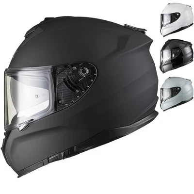 Shox Ammo Solid Full Face Motorcycle Helmet With Integrated Sun Visor