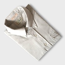 VTG 80s LL Bean Freeport Maine Beige Oxford Shirt 16.5 Made In USA Preppy Ivy 90