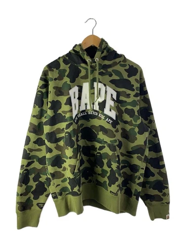 A BATHING APE (BAPE) NO WHERE FELPA CON CAPPUCCIO 1° MAGLIONE MIMETICO BAPE XL COTONE kaki 001PPK801008M usata