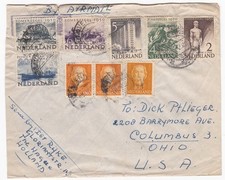 1950 Netherlands Airmail Cover to USA w/ Zomerzegel Mixed Franking High-Rate