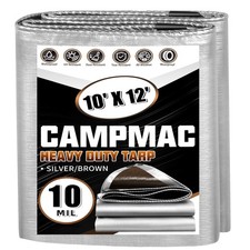 Tarps Heavy Duty Waterproof 10 Mil Thick Rip UV Resistant Silver Brown 10x12 Ft