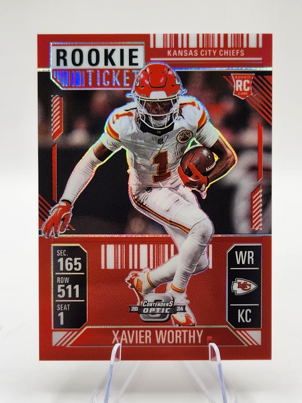 2024 Contenders Optic Xavier Worthy Rookie Red /199 #100 Kansas City Chiefs RC
