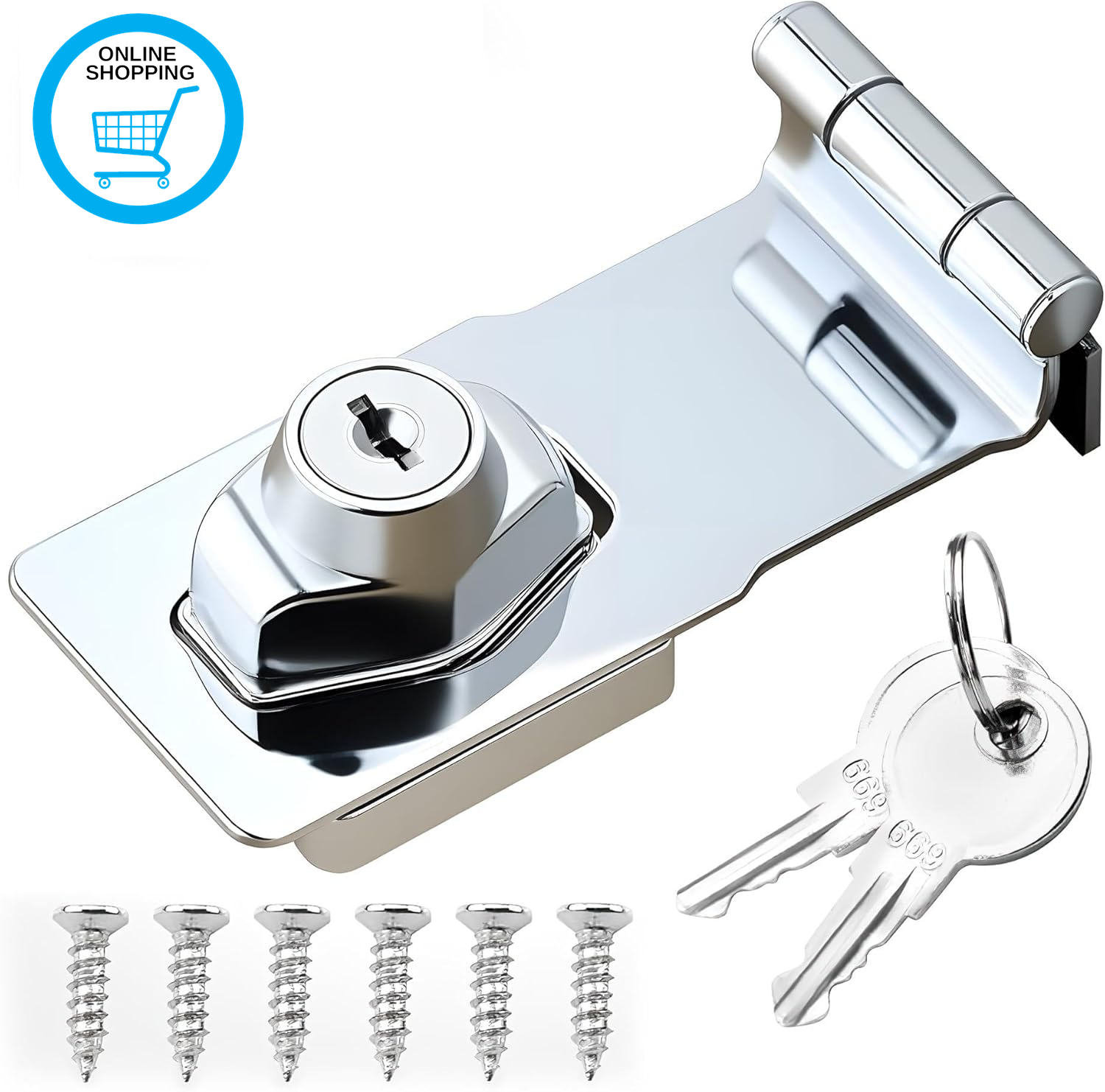 Keyed Hasp Lock 90 Degrees Shed Door Lock Twist Knob Door Lock with Padlock Keys