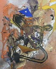 Quadro astratto originale tecnica mista su carta 11x14 arte contemporanea