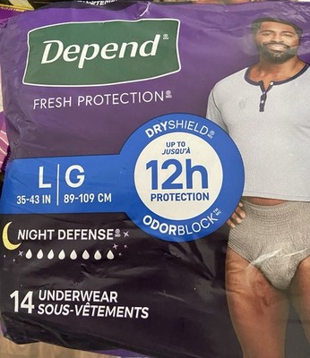 Depends Men s Large Pull-up Brief Night Defense 12 Hour Protection 14 Ct