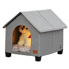 Indoor Dog House with Warm Plush Mat and Elevated Feet,Soft Dog Bed House for...