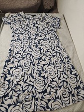 Msk Woman's Summer Blue White Floral Dress,Size Small