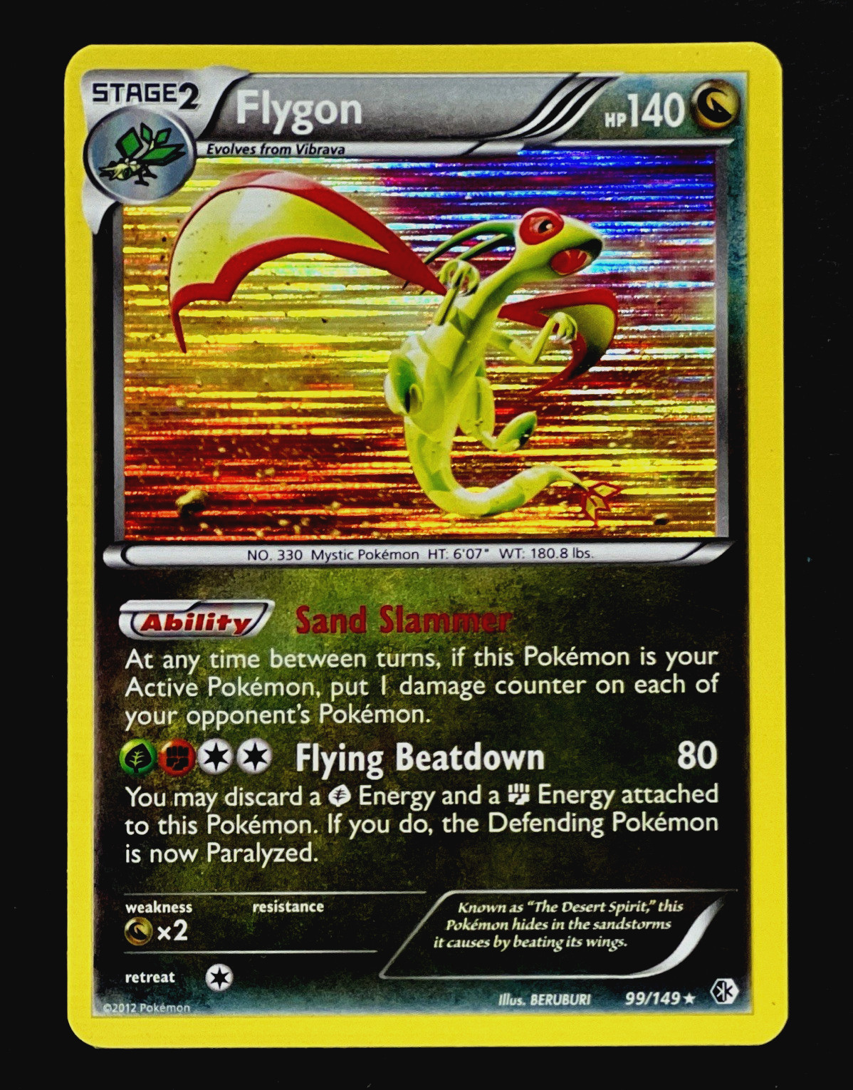 2012 Pokemon FLYGON Boundaries Crossed HOLO Foil Rare Black & White Card 99/149