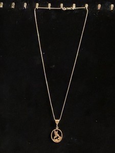 Necklace With Hummingbird Pendant 925 Silver Chain /Pendant Gold Tone Length 18”