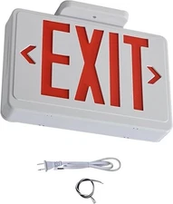 Red LED Exit Sign,4Hours Plug in Cord Emergency Exit Light with Battery Backup f