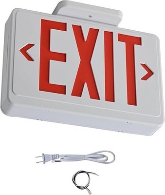 Red LED Exit Sign,4Hours Plug in Cord Emergency Exit Light with Battery Backup f
