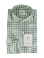 500 Luigi Borrelli Green Plaid Cotton Shirt - Slim - LB328268