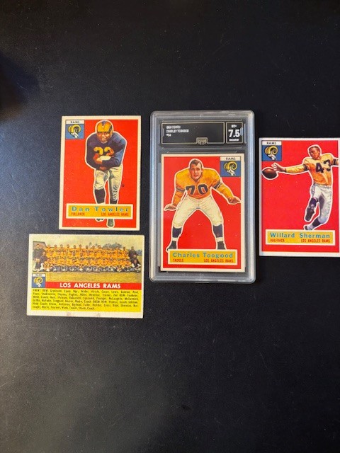1956 Topps Football Lot 4 Dif. ALL RAMS. Charles Toogood GMA 7.5 Nm+ & Team Card