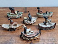 TREMAR BOATS - FULL SET OF SIX POTTERY SHIPS - MADE IN CORNWALL