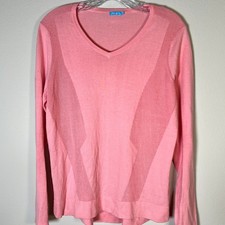 J. McLaughlin Cotton Blend Long Sleeve V Neck Pullover Sweater Women's M Pink