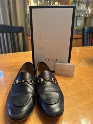 Gucci Jordaan Loafers Black Leather Gold Horsebit Size 39 | eBay display picture 1