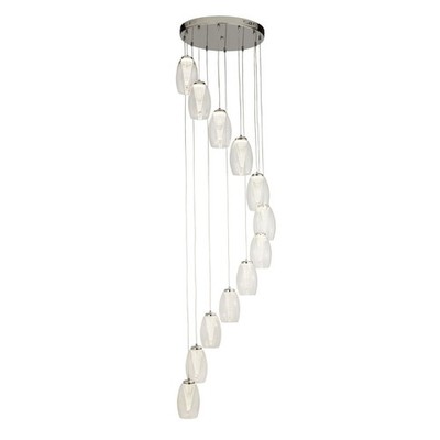 Hängeleuchte Hängelampe LED Ø 52cm H: max. 2m Chrom warmweiß 3000 K Metall Glas