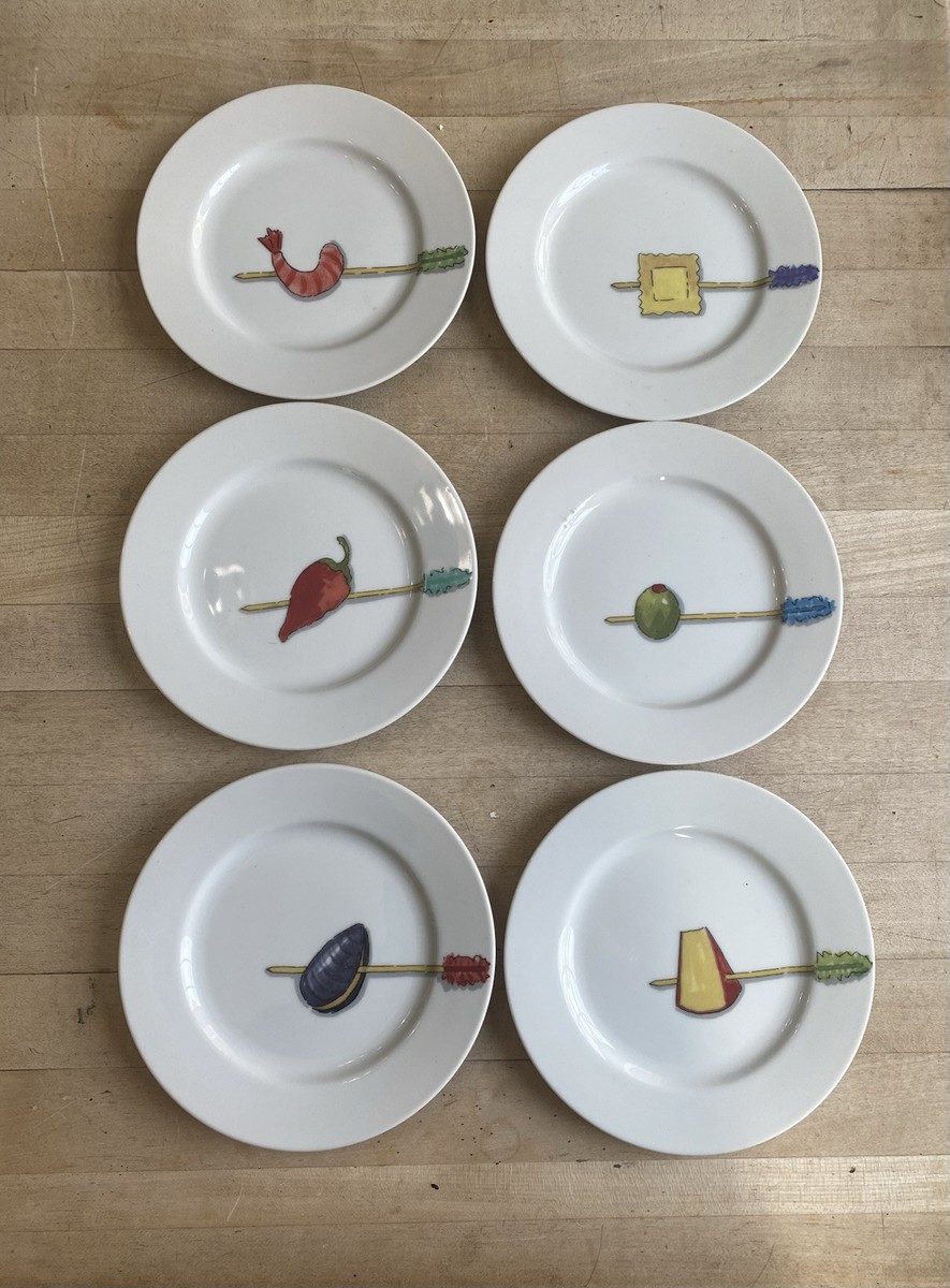 Crate & Barrel Nancy Green Tidbits Appetizer Plates 6.5” Set of 6