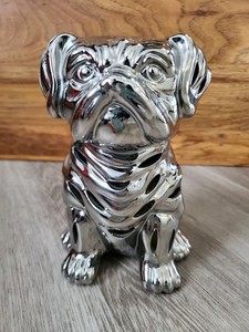 Chrome English Bulldog Ceramic Figurine Collectible Sculpture Dog Breed 6"