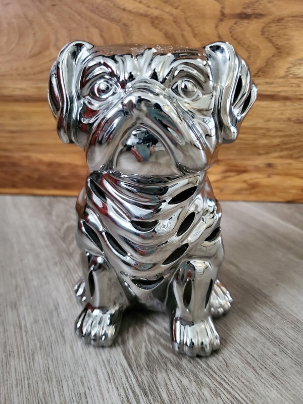 Chrome English Bulldog Ceramic Figurine Collectible Sculpture Dog Breed 6"