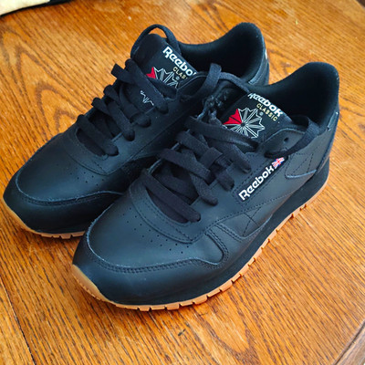 Reebok Classic Low Top Lace-Up Sneakers Black Solid Men's Rubber Outsole