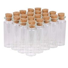 MaxMau 24 Sets 15ml Small Mini Glass Bottles with Cork Stoppers Tiny Clear