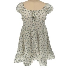 Fashion Nova May Flowers Floral Mini Dress Blue White Cotton 1X
