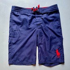 Boys Polo Ralph Lauren Lined Navy Board Shorts Swim Trunks- Size LG 14-16 