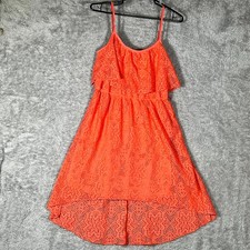 Bailey Blue Sundress Women Large Peach Floral Lace Detail Spaghetti Strap Flowy