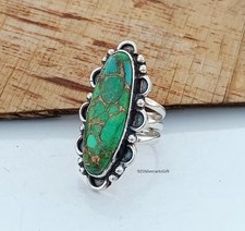 Green Turquoise Gemstone Women Ring Handmade 925 Sterling Silver Ring All Size