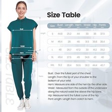 Stand Collar Women Nurse Uniform Suit Women Medical Scrubs Top  Pants Green USA