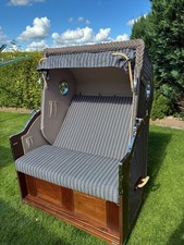 Strandkorb Mahagoni 2 Sitzer mit Kissen und Bullauge